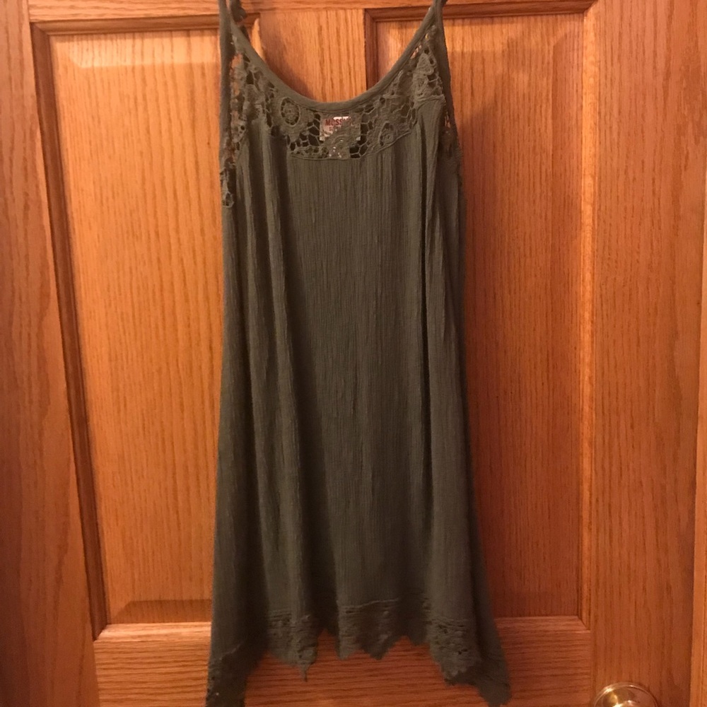 Army green tank top with lace detail